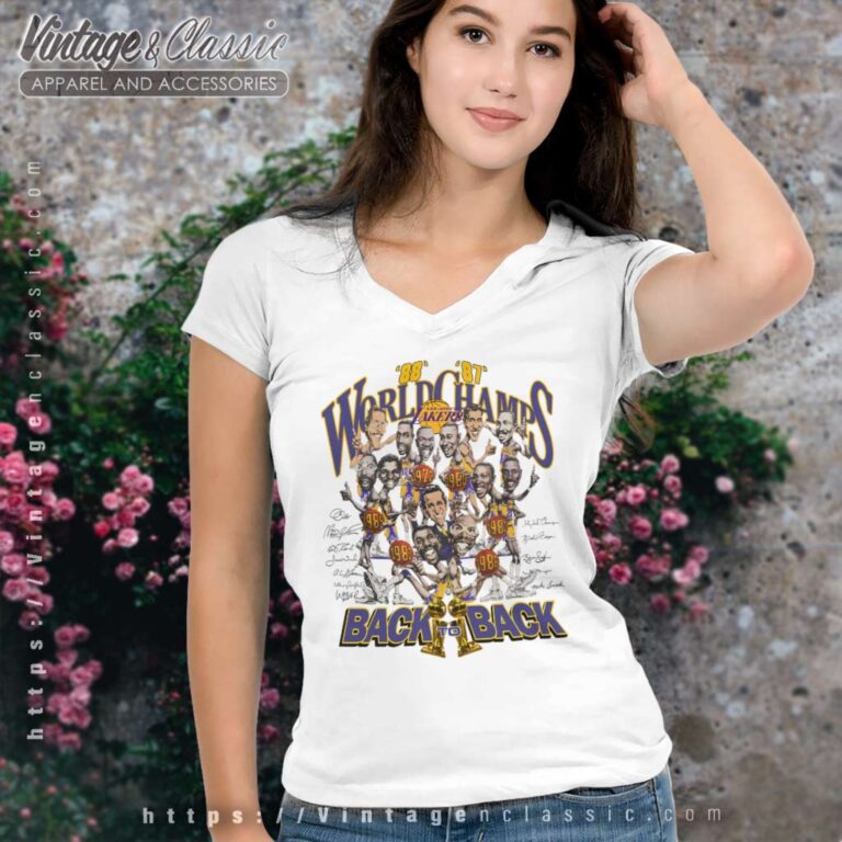 Vintage Los Angeles Lakers Back To Back V Neck TShirt Vintage Los Angeles Lakers Back To Back V Neck TShirt