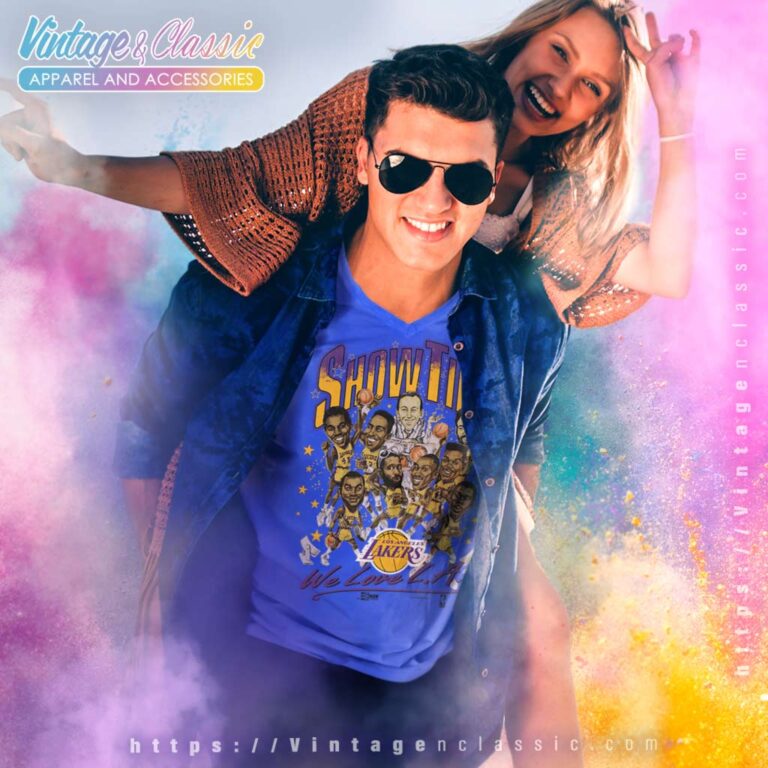 Vintage Los Angeles Lakers Showtime V Neck TShirt Vintage Los Angeles Lakers Showtime V Neck TShirt