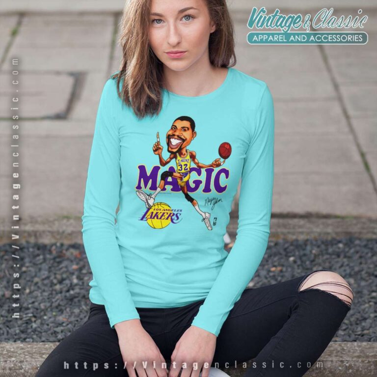 Vintage Magic Johnson Caricature Long Sleeve Tee Vintage Magic Johnson Caricature Long Sleeve Tee