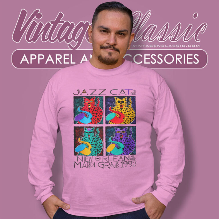 Vintage Mardi Gras Shirt New Orleans Jazz Cats Long Sleeve Tee Vintage Mardi Gras Shirt New Orleans Jazz Cats Long Sleeve Tee