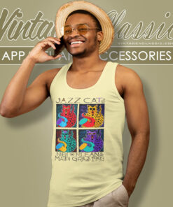 Vintage Mardi Gras Shirt New Orleans Jazz Cats Tank Top Racerback