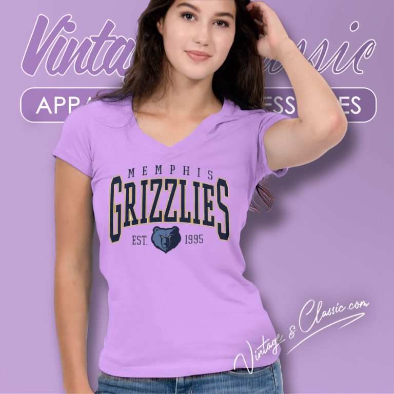 Vintage Memphis Grizzlies Est 1995 V Neck TShirt Vintage Memphis Grizzlies Est 1995 V Neck TShirt