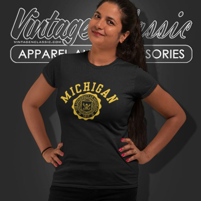 Vintage Michigan University Logo Women T Shirt Vintage Michigan University Logo Women T Shirt