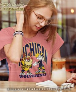 Vintage Michigan Wolverines Looney Tunes Shirt 5 Vintage Michigan Wolverines Looney Tunes Women TShirt