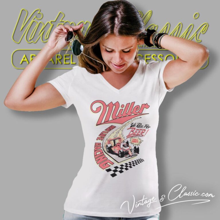 Vintage Miller High Life Racing Beer V Neck TShirt Vintage Miller High Life Racing Beer V Neck TShirt