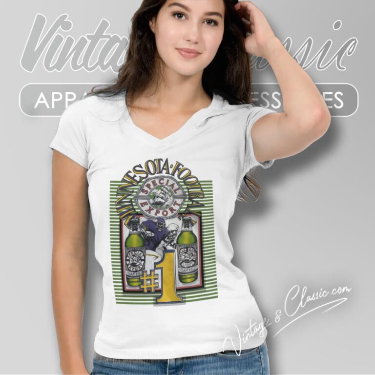 Vintage Minnesota Vikings Football Special Export Beer V Neck TShirt Vintage Minnesota Vikings Football Special Export Beer V Neck TShirt