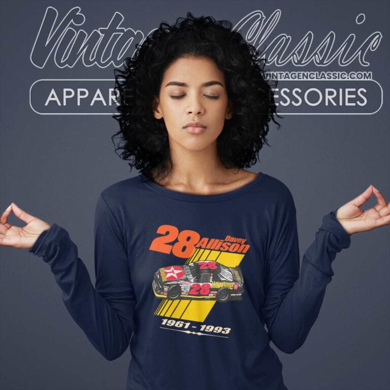 Vintage Nascar 28 Davey Alison Racing Long Sleeve Tee Vintage Nascar 28 Davey Alison Racing Long Sleeve Tee