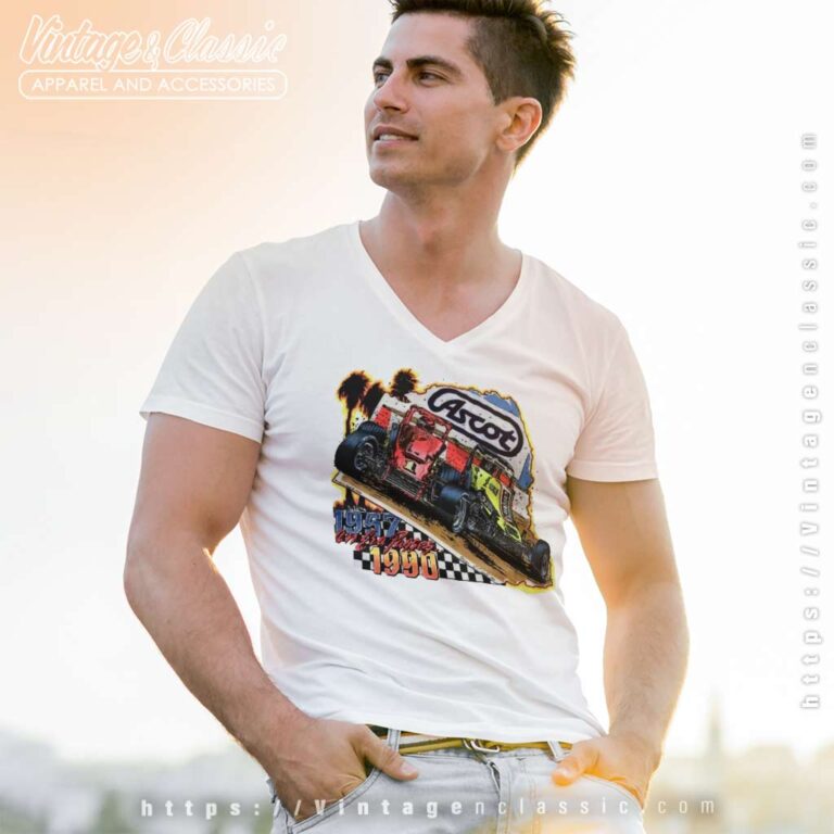 Vintage Nascar Ascot Raceway V Neck TShirt Vintage Nascar Ascot Raceway V Neck TShirt
