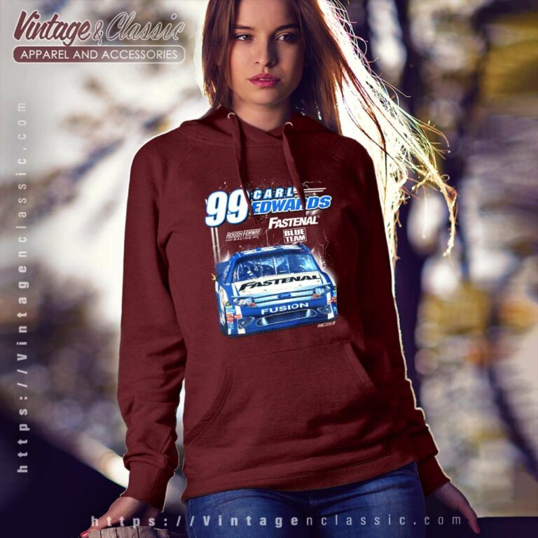 Vintage Nascar Carl Edwards Blue Racing Hoodie Vintage Nascar Carl Edwards Blue Racing Hoodie