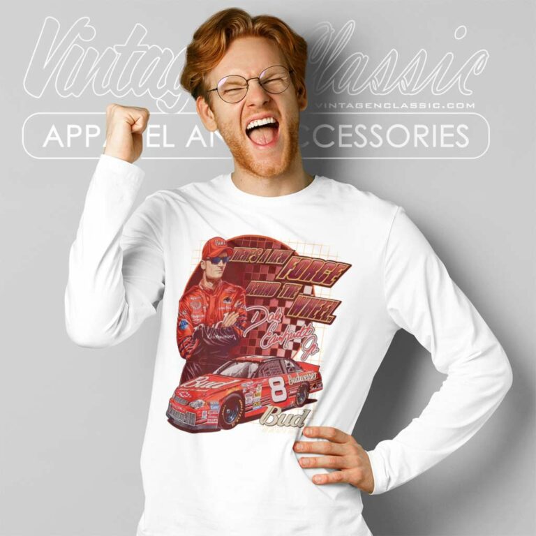Vintage Nascar Dale Earnhardt Jr Red Budweiser Long Sleeve Tee Vintage Nascar Dale Earnhardt Jr Red Budweiser Long Sleeve Tee