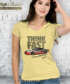 Vintage Nascar Darrel Waltrip Think Fast V Neck TShirt 1