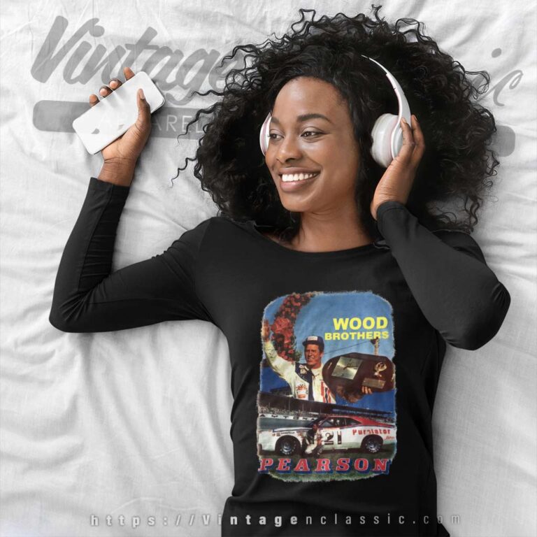 Vintage Nascar David Pearson Wood Brothers Long Sleeve Tee Vintage Nascar David Pearson Wood Brothers Long Sleeve Tee