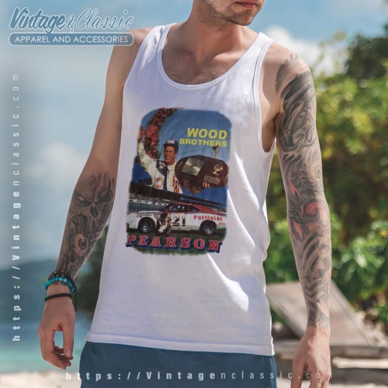 Vintage Nascar David Pearson Wood Brothers Tank Top Racerback Vintage Nascar David Pearson Wood Brothers Tank Top Racerback