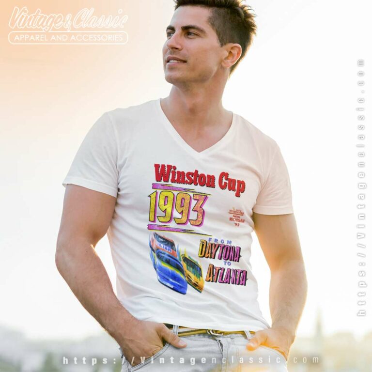 Vintage Nascar From Daytona To Atlanta V Neck TShirt Vintage Nascar From Daytona To Atlanta V Neck TShirt