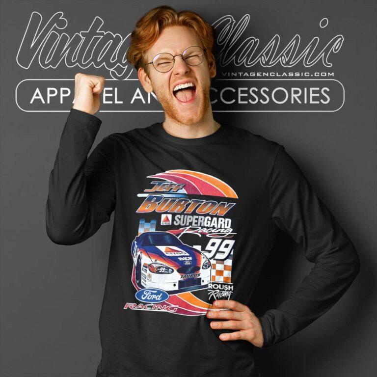 Vintage Nascar Jeff Burton Ford Racing Long Sleeve Tee Vintage Nascar Jeff Burton Ford Racing Long Sleeve Tee