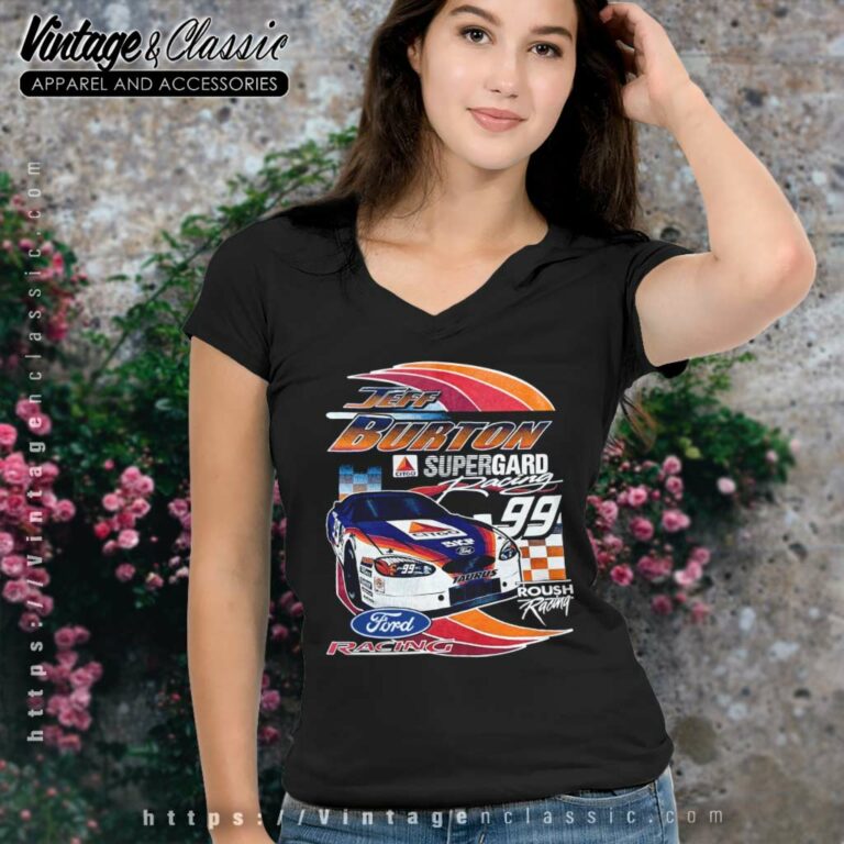 Vintage Nascar Jeff Burton Ford Racing V Neck TShirt Vintage Nascar Jeff Burton Ford Racing V Neck TShirt
