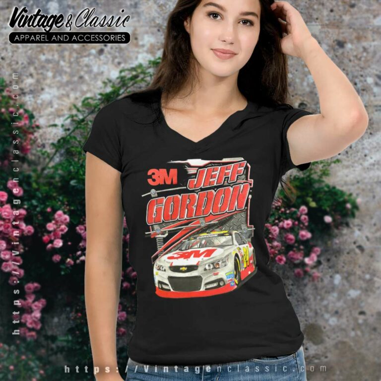 Vintage Nascar Jeff Gordon 3m Chevy V Neck TShirt 1 Vintage Nascar Jeff Gordon 3m Chevy V Neck TShirt 1