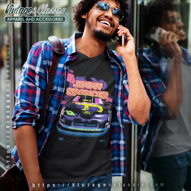 Vintage Nascar Jimmy Spencer 23 Ford Thunderbird V Neck TShirt Vintage Nascar Jimmy Spencer 23 Ford Thunderbird V Neck TShirt