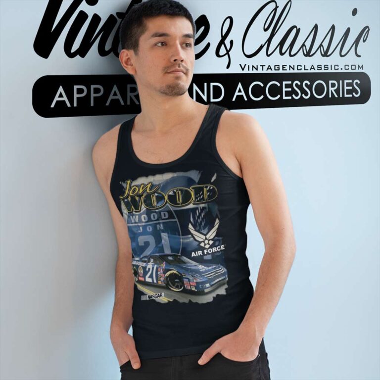 Vintage Nascar Jon Wood 21 Ford Air Force Tank Top Racerback Vintage Nascar Jon Wood 21 Ford Air Force Tank Top Racerback