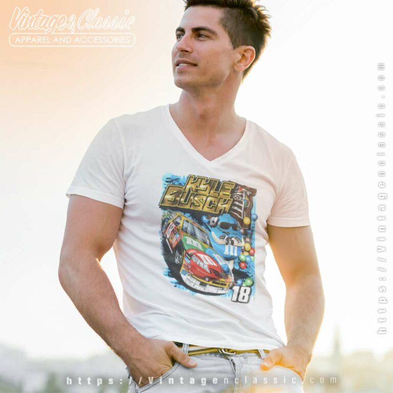Vintage Nascar Kyle Busch M And M V Neck TShirt Vintage Nascar Kyle Busch M And M V Neck TShirt