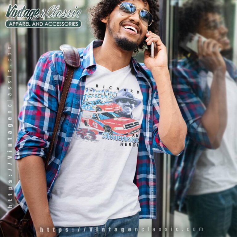 Vintage Nascar Richard Petty An American Hero V Neck TShirt Vintage Nascar Richard Petty An American Hero V Neck TShirt