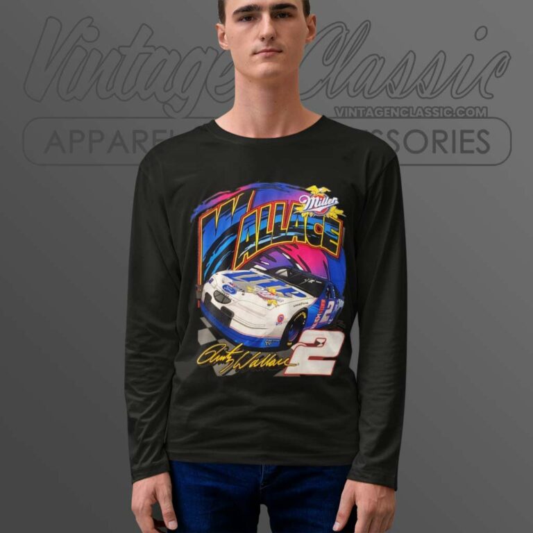 Vintage Nascar Rusty Wallace 2 Miller Lite Long Sleeve Tee Vintage Nascar Rusty Wallace 2 Miller Lite Long Sleeve Tee
