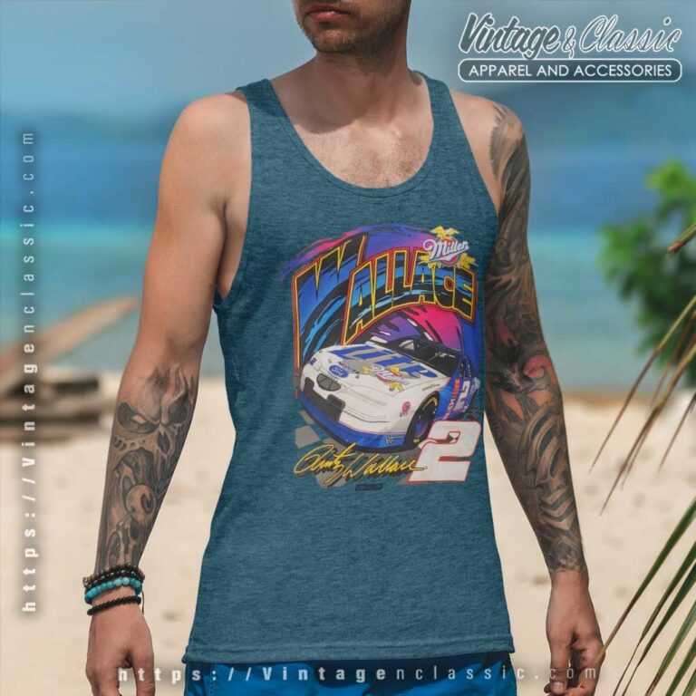 Vintage Nascar Rusty Wallace 2 Miller Lite Tank Top Racerback Vintage Nascar Rusty Wallace 2 Miller Lite Tank Top Racerback