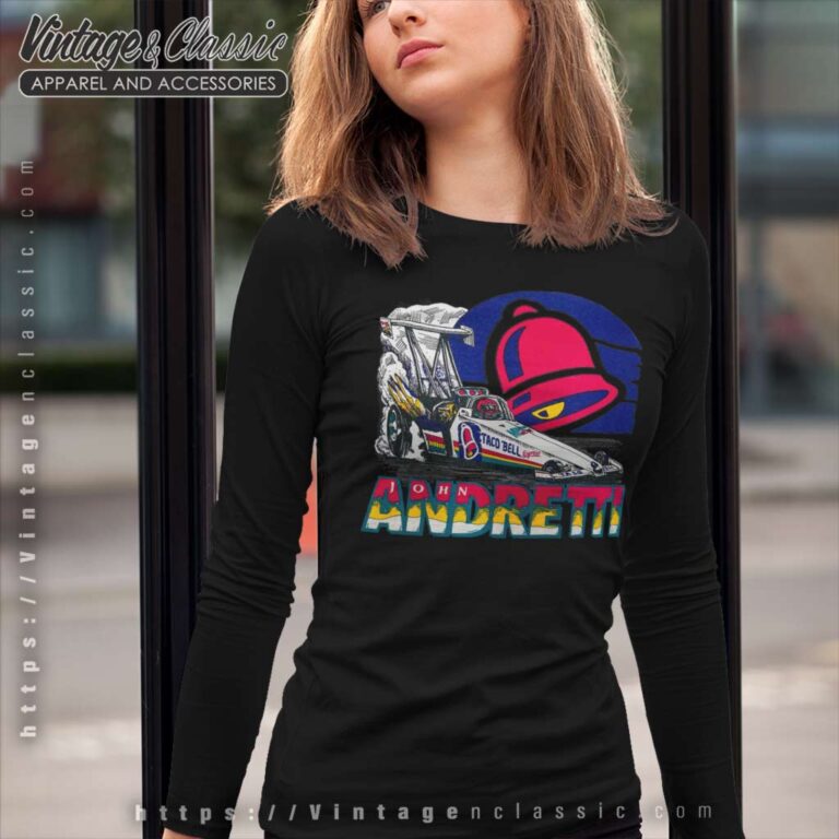 Vintage Nascar Taco Bell John Andretti Long Sleeve Tee Vintage Nascar Taco Bell John Andretti Long Sleeve Tee