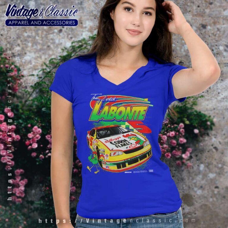 Vintage Nascar Terry Labonte Nascar Corn Flakes V Neck TShirt Vintage Nascar Terry Labonte Nascar Corn Flakes V Neck TShirt