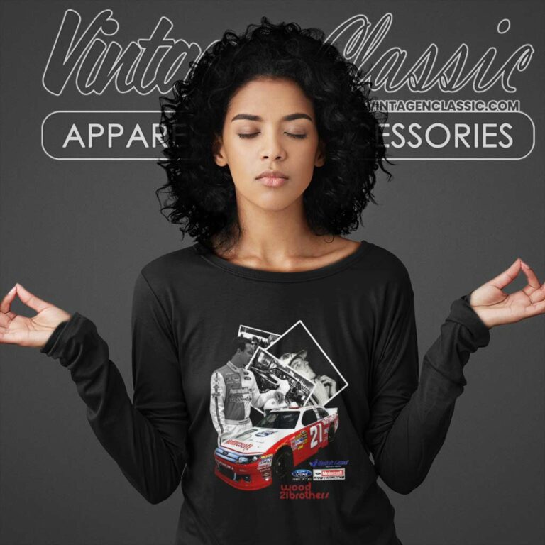 Vintage Nascar Wood Brothers 21 Ford Racing Long Sleeve Tee Vintage Nascar Wood Brothers 21 Ford Racing Long Sleeve Tee