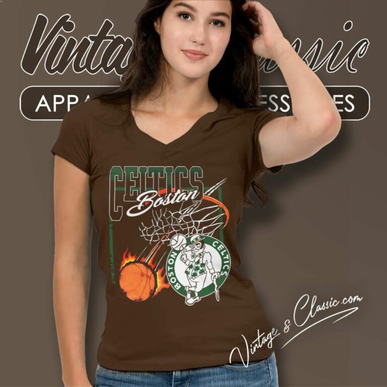 Vintage Nba Boston Celtics Basketball V Neck TShirt Vintage Nba Boston Celtics Basketball V Neck TShirt