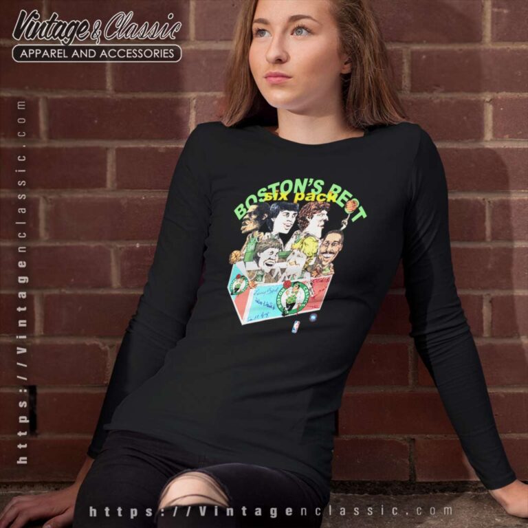 Vintage Nba Boston Celtics Six Pack Caricature Long Sleeve Tee Vintage Nba Boston Celtics Six Pack Caricature Long Sleeve Tee