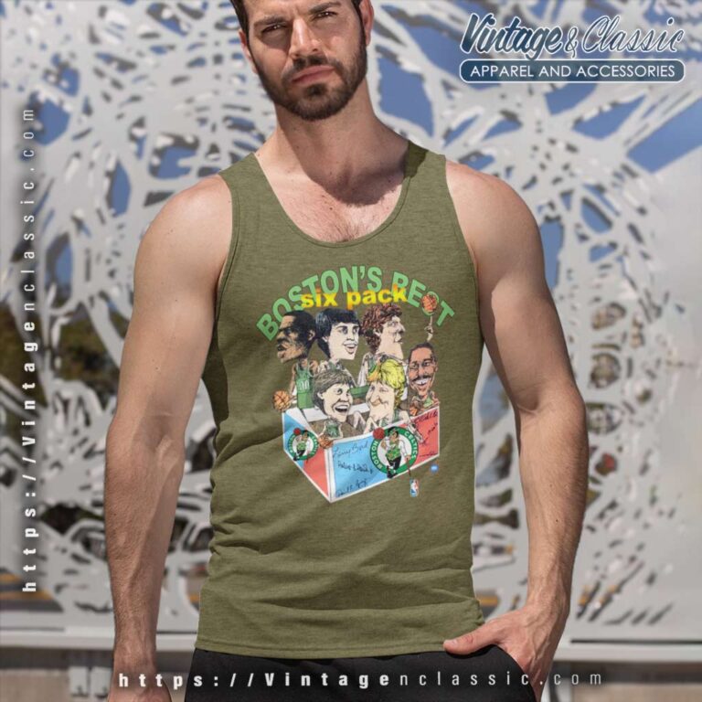 Vintage Nba Boston Celtics Six Pack Caricature Tank Top Racerback Vintage Nba Boston Celtics Six Pack Caricature Tank Top Racerback