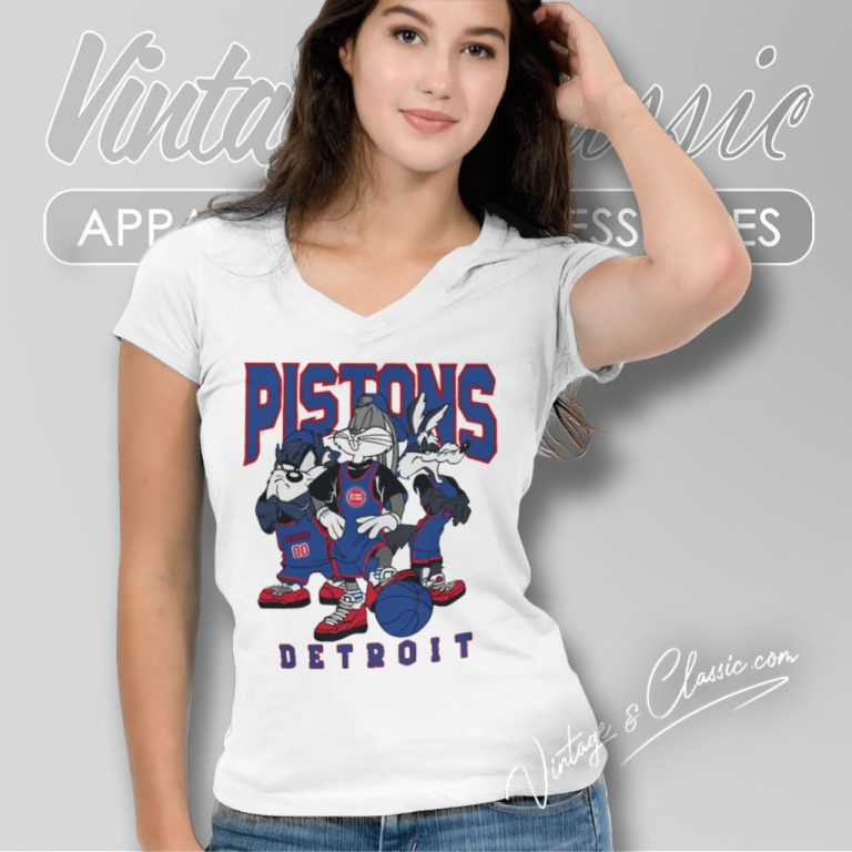 Vintage Nba Detroit Pistons Looney Tunes V Neck TShirt Vintage Nba Detroit Pistons Looney Tunes V Neck TShirt