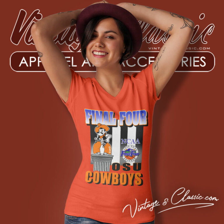 Vintage Ncaa Osu Cowboys Final Four V Neck TShirt Vintage Ncaa Osu Cowboys Final Four V Neck TShirt