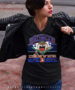 Vintage Nfl Denver Broncos Looney Tunes Taz V Neck TShirt