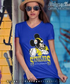 Vintage Nfl Pittsburgh Steelers Disney Mickey V Neck TShirt