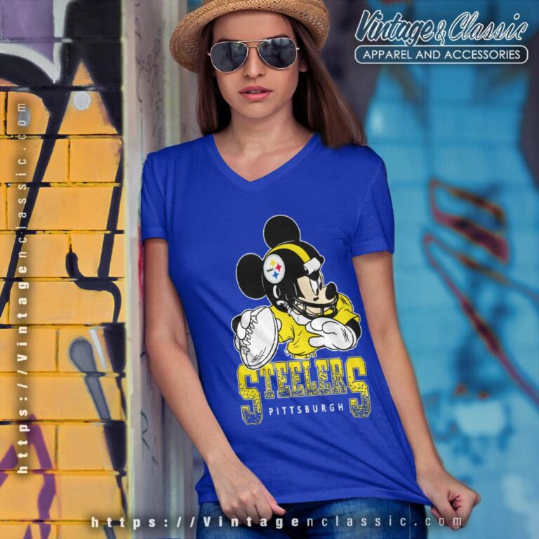 Vintage Nfl Pittsburgh Steelers Disney Mickey V Neck TShirt Vintage Nfl Pittsburgh Steelers Disney Mickey V Neck TShirt