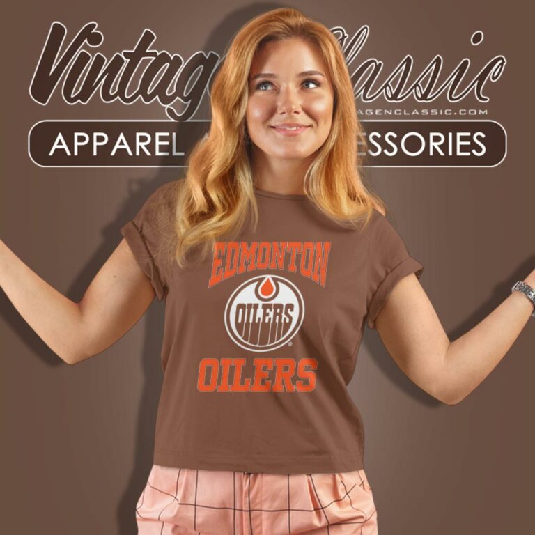 Vintage Nhl Edmonton Oilers Big Logo Women T Shirt Vintage Nhl Edmonton Oilers Big Logo Women T Shirt