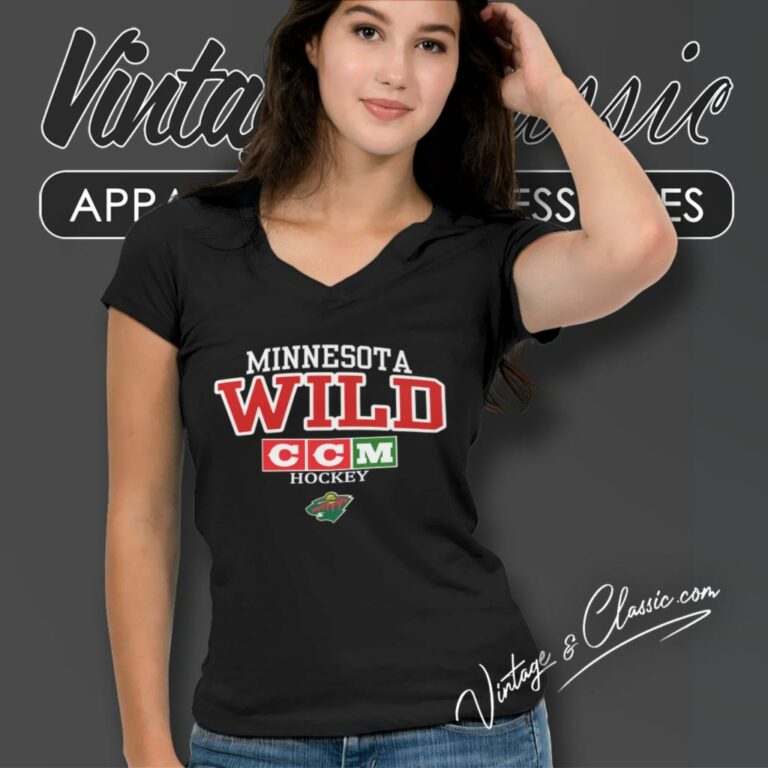 Vintage Nhl Minnesota Wild Ccm Ice Hockey V Neck TShirt 1 Vintage Nhl Minnesota Wild Ccm Ice Hockey V Neck TShirt 1