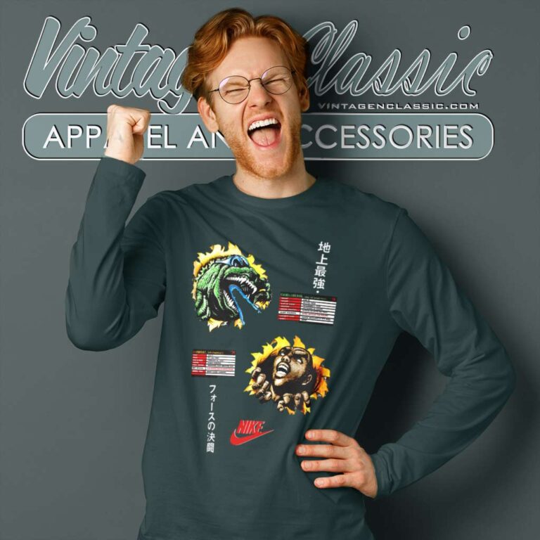 Vintage Nike Charles Barkley Vs Godzilla Tour 1992 Long Sleeve Tee Vintage Nike Charles Barkley Vs Godzilla Tour 1992 Long Sleeve Tee