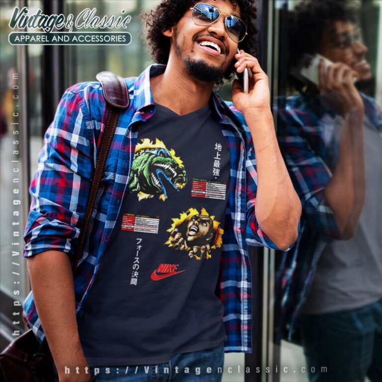 Vintage Nike Charles Barkley Vs Godzilla Tour 1992 V Neck TShirt Vintage Nike Charles Barkley Vs Godzilla Tour 1992 V Neck TShirt