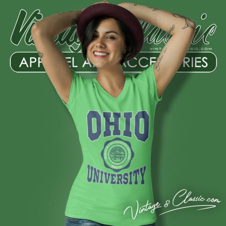 Vintage Ohio University Big Logo V Neck TShirt Vintage Ohio University Big Logo V Neck TShirt