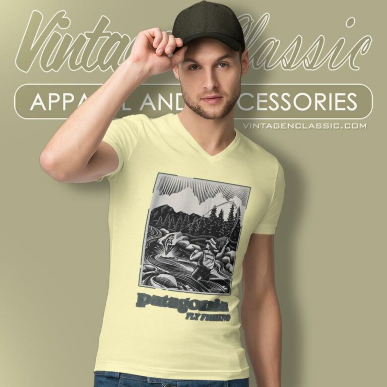 Vintage Patagonia Fly Fishing V Neck TShirt Vintage Patagonia Fly Fishing V Neck TShirt