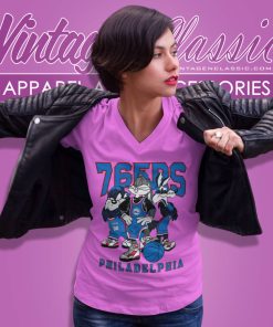 Vintage Philadelphia 76ers Looney Tunes Nba Basketball V Neck TShirt