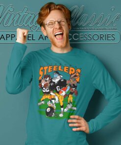 Vintage Pittsburgh Steelers Looney Tunes 90s Nfl Football Cartoon Long Sleeve Tee