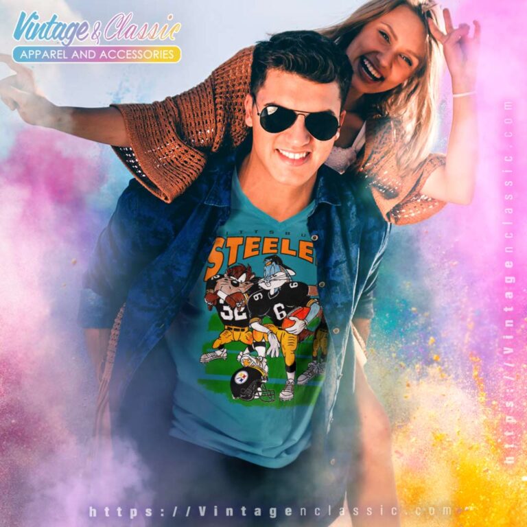 Vintage Pittsburgh Steelers Looney Tunes 90s Nfl Football Cartoon V Neck TShirt Vintage Pittsburgh Steelers Looney Tunes 90s Nfl Football Cartoon V Neck TShirt