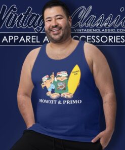 Vintage Primo Beer Mascots Howzit Surfer Tank Top Racerback