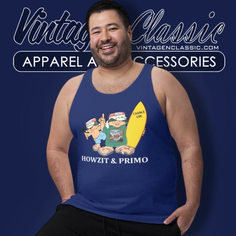 Vintage Primo Beer Mascots Howzit Surfer Tank Top Racerback Vintage Primo Beer Mascots Howzit Surfer Tank Top Racerback