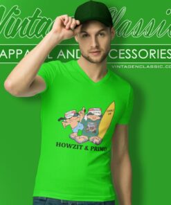 Vintage Primo Beer Mascots Howzit Surfer V Neck TShirt